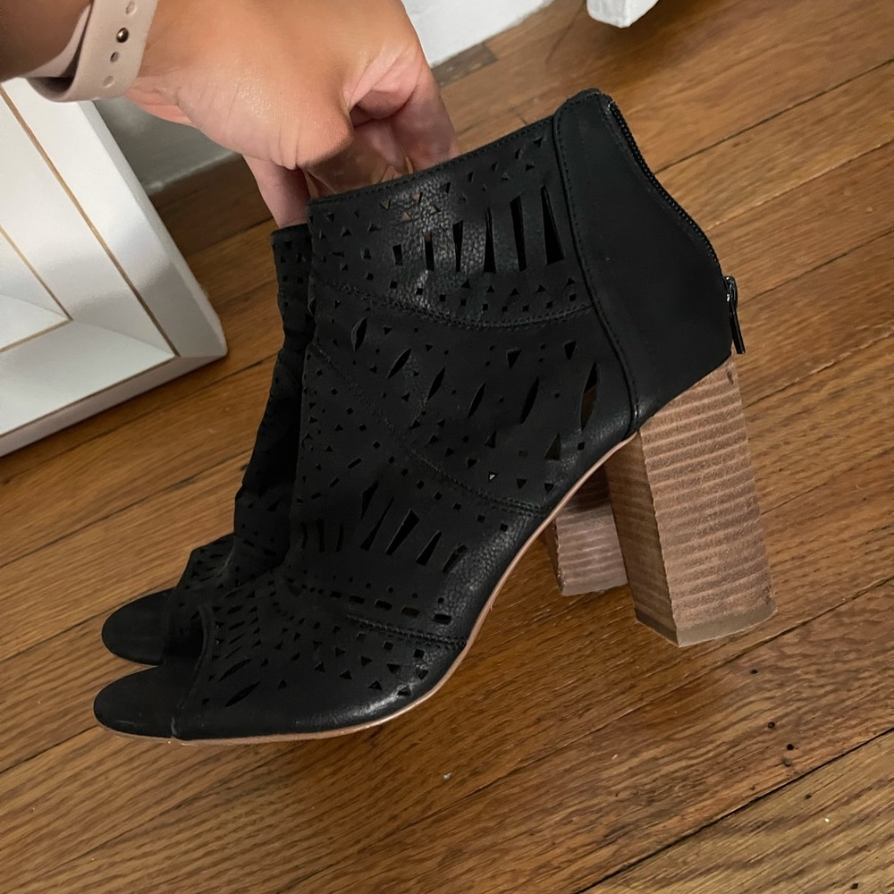 Black open toe booties